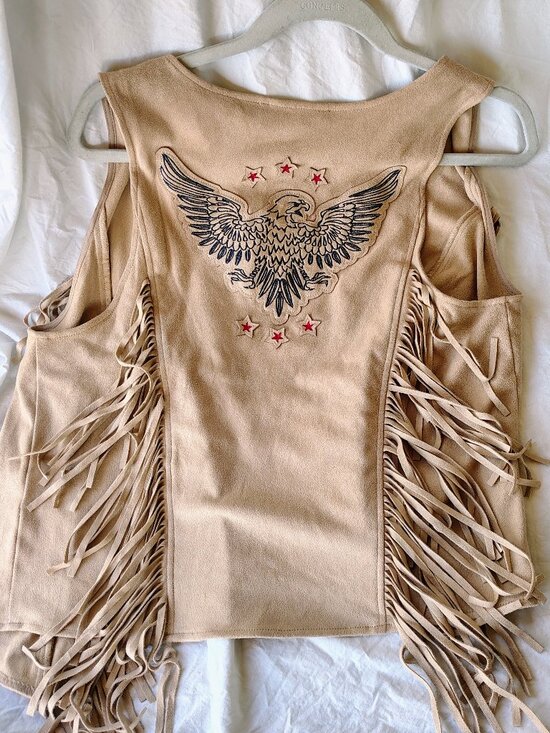 Idyllwind Jackets & Blazers - IDYLLWIND Fueled Miranda Lambert Tan Buckskin Fringe Vest Faux Suede Large